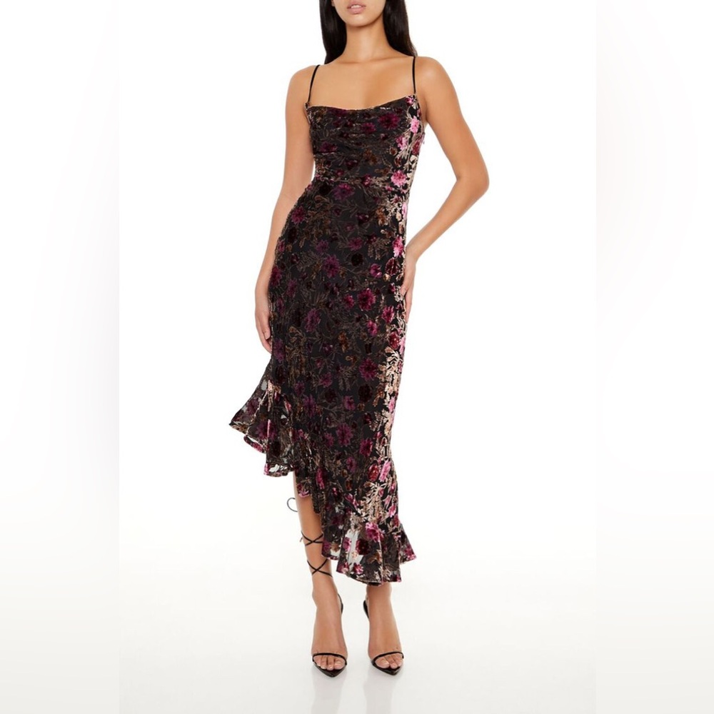 Asymmetric floral dress